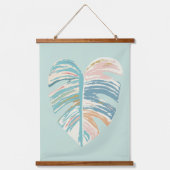 Monstera Leaf - Türkis, Grün, Korallen, Senf Wandteppich Mit Holzrahmen (Vorderseite)