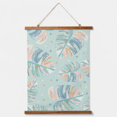 Monstera Leaf - Türkis, Grün, Korallen, Senf Wandteppich Mit Holzrahmen (Vorderseite)