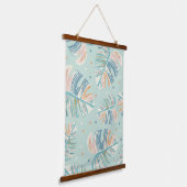Monstera Leaf - Türkis, Grün, Korallen, Senf Wandteppich Mit Holzrahmen (Gewinkelt)