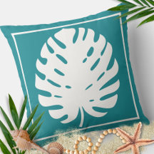 Monstera Leaf türkisfarbene weiße Küste Moderne