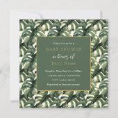 Monstera leaf unisex Baby Dusche Einladung (Vorderseite)