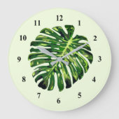 Monstera Leaf Wall Clock Green - Ihre Farbe Große Wanduhr (Vorderseite)