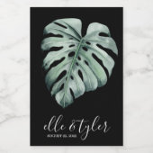 Monstera Leaf Wedding Mini Weinflasche Etikett (Einzelnes Label)