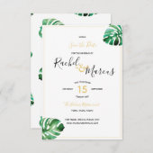 Monstera Leaf Wedding Save The Date (Vorne/Hinten)