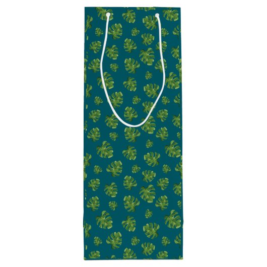 Monstera Leaf Wine Gift Bag Geschenktüte Für Weinflaschen (Rückseite)