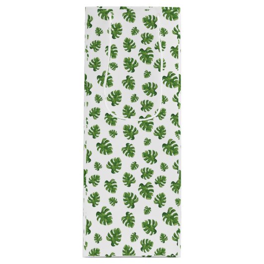 Monstera Leaf Wine Gift Bag Geschenktüte Für Weinflaschen (Vorderseite)