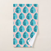 Monstera Leaves - Blue and Pink Badhandtuch Set (Handtuch)