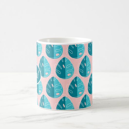 Monstera Leaves - Blue and Pink Kaffeetasse (Mittel)