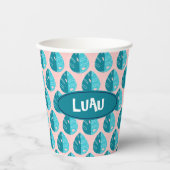 Monstera Leaves - Blue and Pink Pappbecher (Vorderseite)