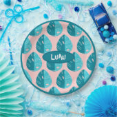 Monstera Leaves - Blue and Pink Pappteller (Party)