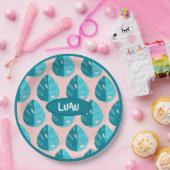 Monstera Leaves - Blue and Pink Pappteller (Party)