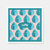 Monstera Leaves - Blue and Pink Serviette (Vorderseite)