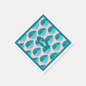 Monstera Leaves - Blue and Pink Serviette (Ecke)