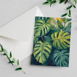 Monstera Leaves Botanical Plant Painting Card