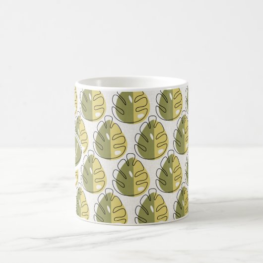 Monstera Leaves - Green Kaffeetasse (Mittel)