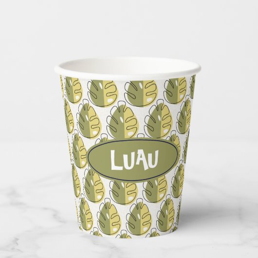 Monstera Leaves – Green Pappbecher (Vorderseite)