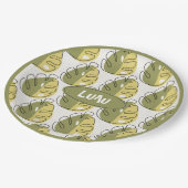 Monstera Leaves – Green Pappteller (Schrägansicht)