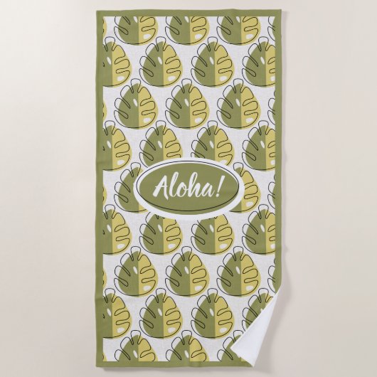 Monstera Leaves - Green Strandtuch (Vorderseite)