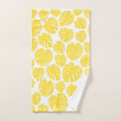 Monstera - Lemon Gelb und Weiß Badhandtuch Set (Handtuch)
