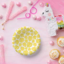 Monstera - Lemon Gelb und Weiß Pappteller