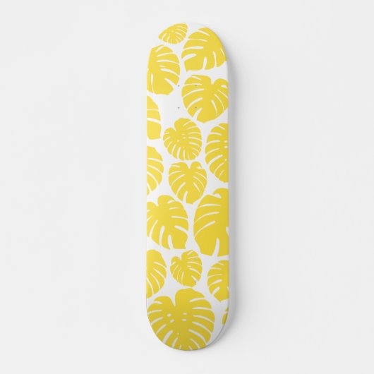 Monstera - Lemon Gelb und Weiß Skateboard (Vorne)