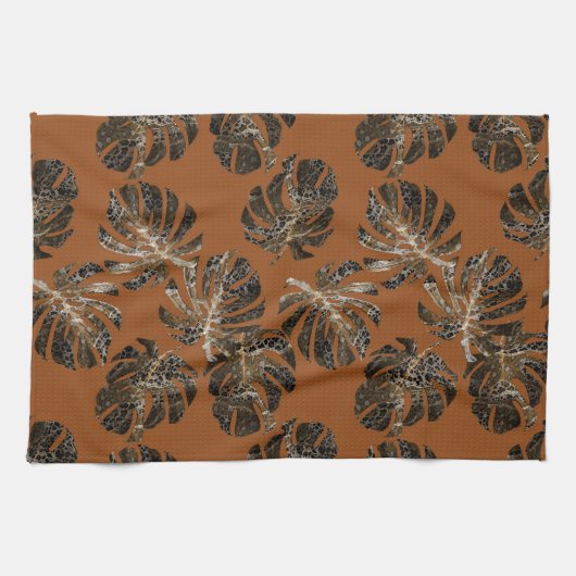 Monstera Leo Tierdruck Glam 3 Geschirrtuch (Horizontal)