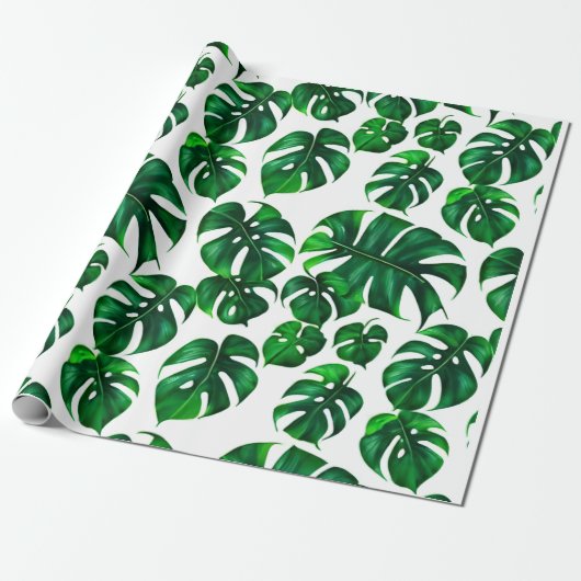 Monstera M Blätter Pattern Geschenkpapier (Ungerollt)