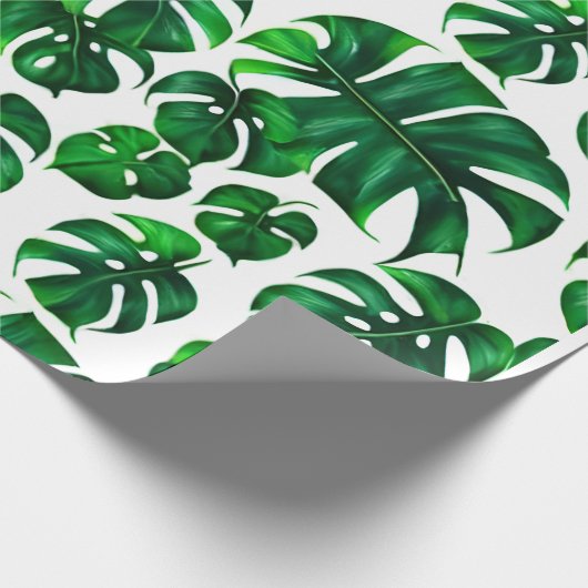 Monstera M Blätter Pattern Geschenkpapier (Ecke)
