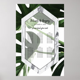 Monstera Marmor Hochzeitsdiagramm Poster