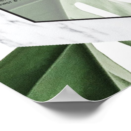 Monstera Marmor Hochzeitsdiagramm Poster (Ecke)