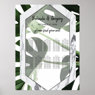 Monstera Marmor Hochzeitsdiagramm Poster