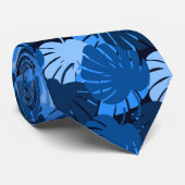 Monstera Midnight Blue Hawaii Tropical Krawatte (Gerollt)
