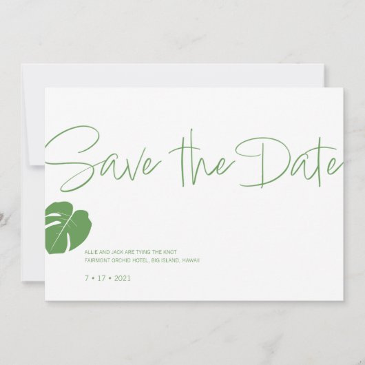 Monstera Mini ・ Save the Date ・ Modern Green Einladung (Vorderseite)
