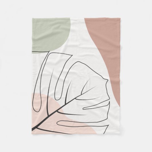 Monstera minimalistisch fleecedecke (Vorderseite)