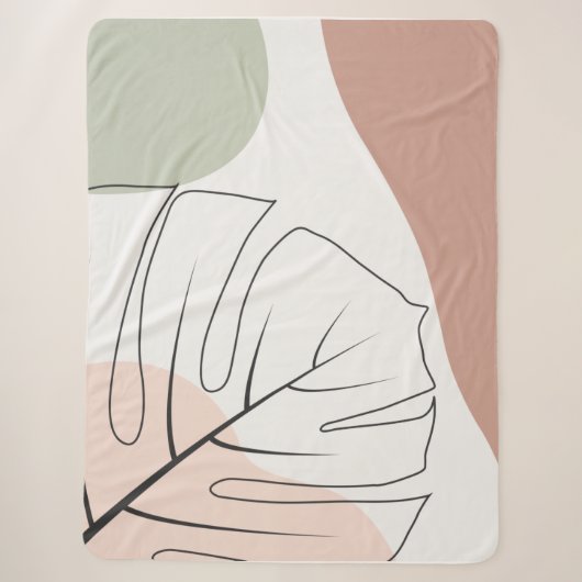 Monstera minimalistisch sherpadecke (Vorderseite)