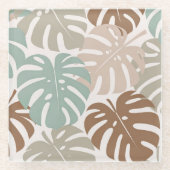 Monstera modern hawaii Boho Glasuntersetzer (Vorderseite)