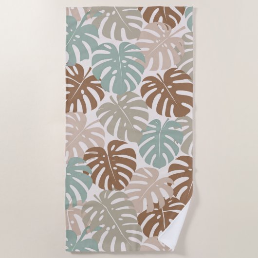 Monstera modern Hawaii Boho Strandtuch (Vorderseite)
