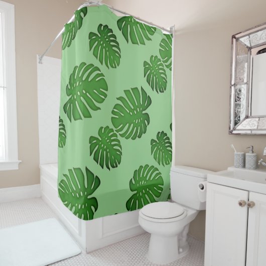 Monstera - Muster der tropischen Blätter Duschvorhang (Beispiel)