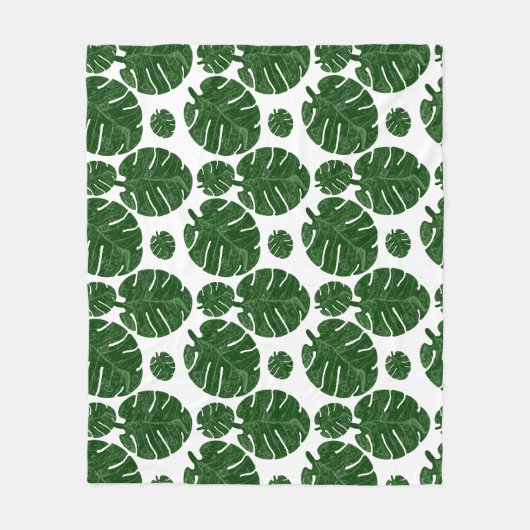 Monstera-Muster Fleecedecke (Vorderseite)