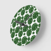 Monstera-Muster  Runde Wanduhr (Winkel)