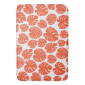 Monstera - Orange und Weiß Badematte (Vorderseite Vertikal)