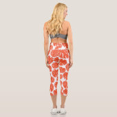 Monstera - Orange und Weiß Capri Leggings (Rückseite)