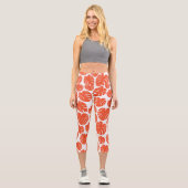 Monstera - Orange und Weiß Capri Leggings (Vorderseite)