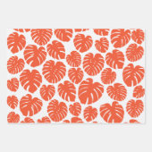 Monstera - Orange und Weiß Geschenkpapier Set (Vorderseite)