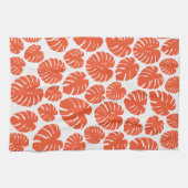 Monstera - Orange und Weiß Geschirrtuch (Horizontal)