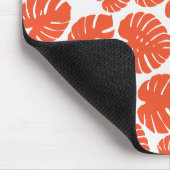 Monstera - Orange und Weiß Mousepad (Ecke)