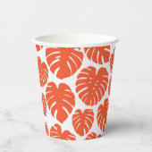 Monstera - Orange und Weiß Pappbecher (Vorderseite)
