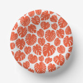 Monstera - Orange und Weiß Pappteller (Vorderseite)