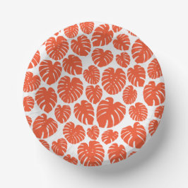 Monstera - Orange und Weiß Pappteller