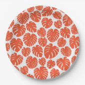 Monstera - Orange und Weiß Pappteller (Vorderseite)